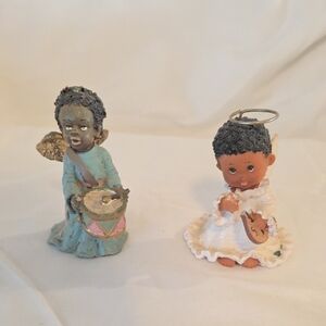 Charming Angel Figurine Set - Blue and White